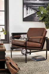 Orleans Furniture - Ashley Furniture - Puckman Accent Chair - Accent Chair / Brown/Silver Finish - A3000193